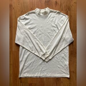 Vintage Woolrich Cotton White Mockneck Men’s Large Long Sleeve Shirt Made In USA